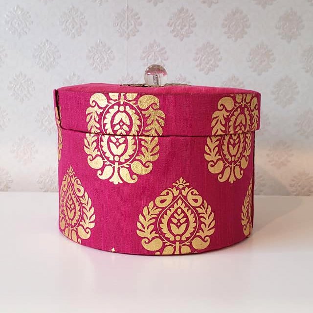 Round Magenta Mithai or Dry Fruit Boxes